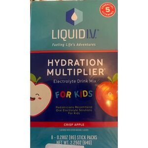 Liquid IV Hydration Multiplier/ Kids Electrolyte Drink Mix Crisp Apple 16 packs